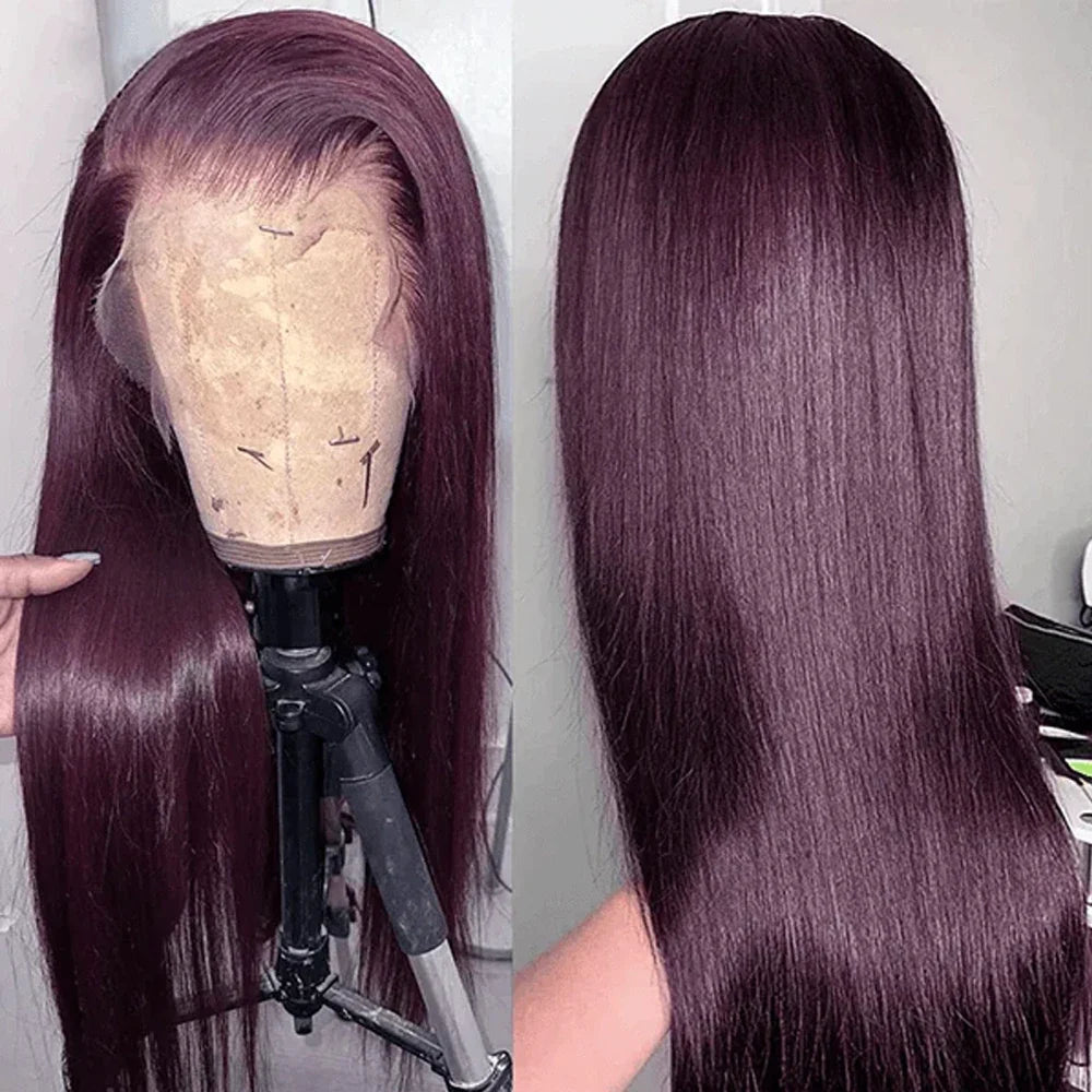 30 Inch Long Straight Synthetic Lace Front Wig Wear To Go Glueless Wig Dark Burgundy 13X4 Synthetic Lace Front Wigs for Women