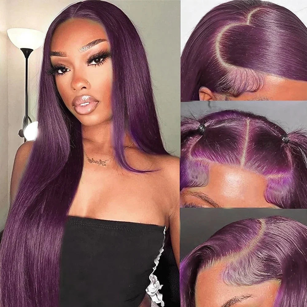 30 Inch Long Straight Synthetic Lace Front Wig Wear To Go Glueless Wig Dark Burgundy 13X4 Synthetic Lace Front Wigs for Women
