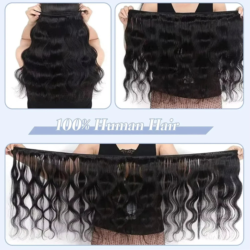 16A 40 Inch Body Wave Bundles 100% Human Hair Real Raw Extensions Wet And Wavy Remy Weave Hair Bundles For Black Women Quality