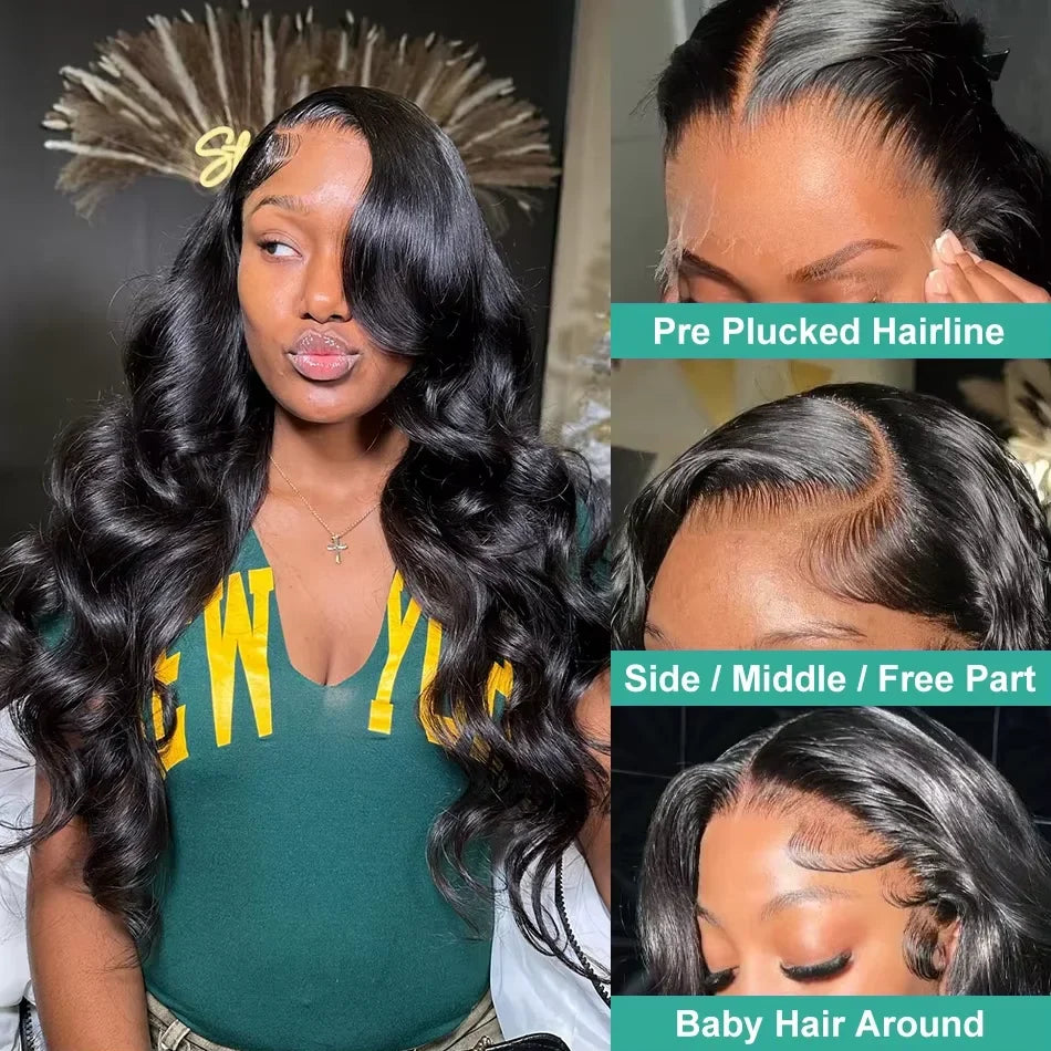 30 32 Inch Body Wave Human Hair Wigs 300% 13x6 HD Lace Front Human Hair Wig For Woman 5x5 Gluless Lace Closure Wig Preplucked