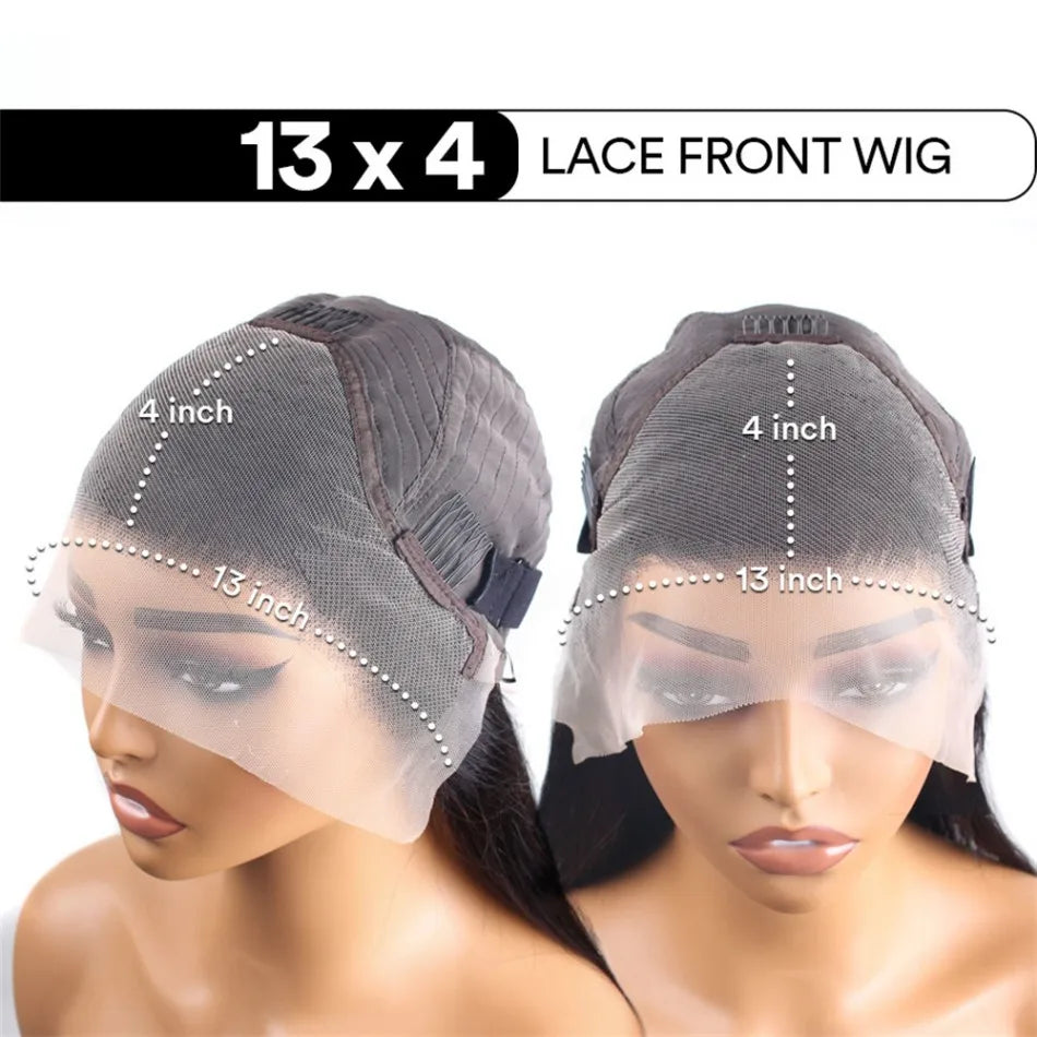 30 40 Inch Bone Straight 13x6 Lace Frontal Wigs 13x4 HD Transparent Lace Front Wig Black Preplucked Brazilian Human Hair Wig100%