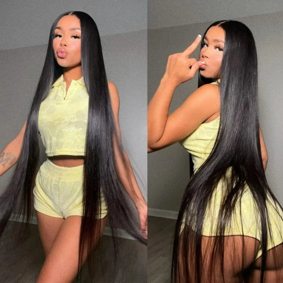 30 40 Inch Bone Straight 13x6 Lace Frontal Wigs 13x4 HD Transparent Lace Front Wig Black Preplucked Brazilian Human Hair Wig100%