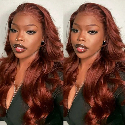 13x4 13x6 Reddish Brown Lace Front Wigs Human Hair Pre Plucked 250 Density Body Wave Colored Human Hair Lace Frontal Human Wig