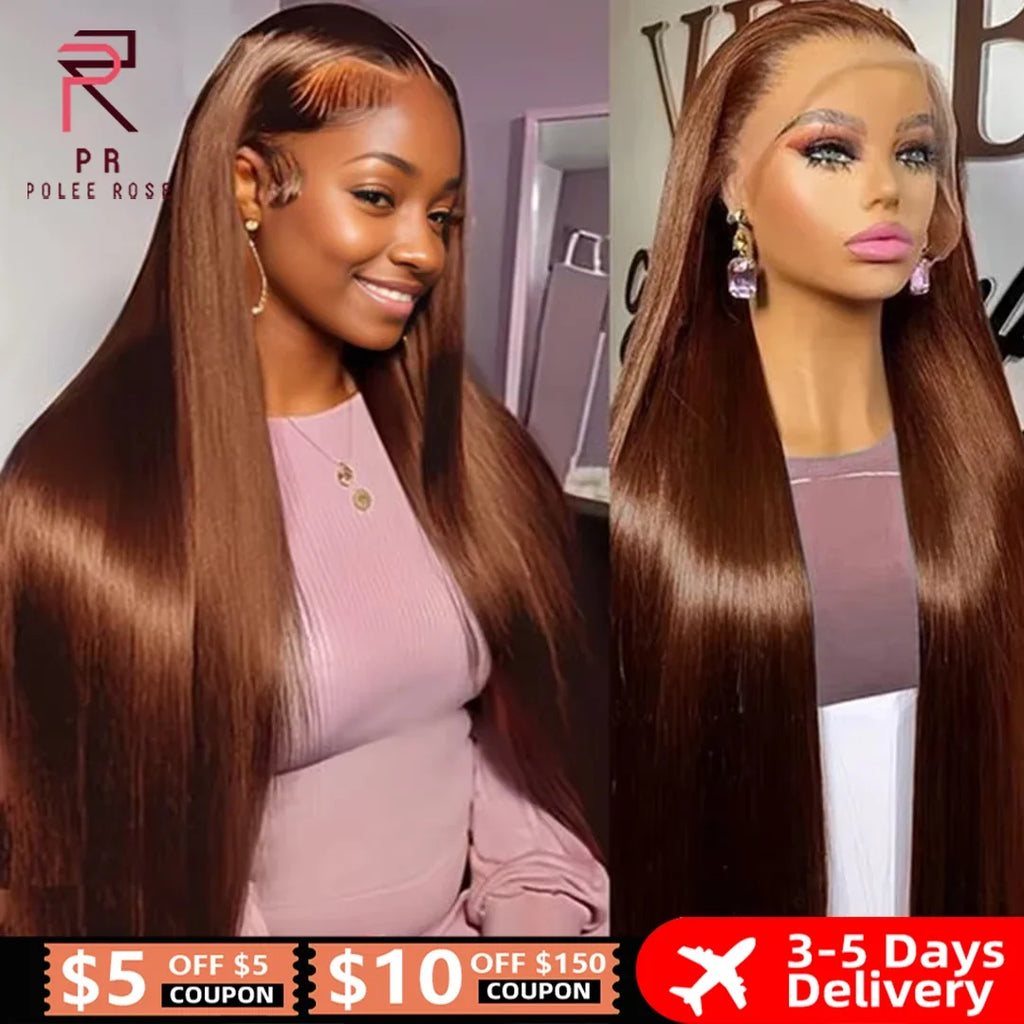 Dark Brown Super Double Drawn 13x4 Hd Lace Wig Bone Straight Chocolate Brown Wigs Human Hair 13x4 Lace Front Human Hair Wig