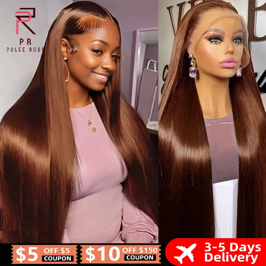 Dark Brown Super Double Drawn 13x4 Hd Lace Wig Bone Straight Chocolate Brown Wigs Human Hair 13x4 Lace Front Human Hair Wig
