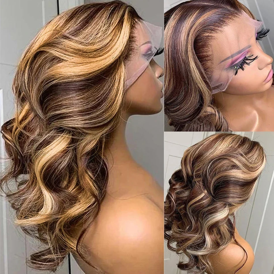 Highlight Wig Human Hair 13x4 Colored Honey Blonde Lace Front Human Hair Wigs For Women Ombre Body Wave 13x6 Hd Lace Frontal Wig