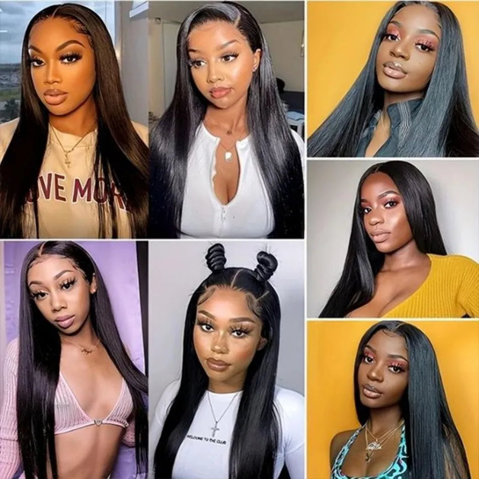 30 40 Inch Bone Straight 13x6 Lace Frontal Wigs 13x4 HD Transparent Lace Front Wig Black Preplucked Brazilian Human Hair Wig100%