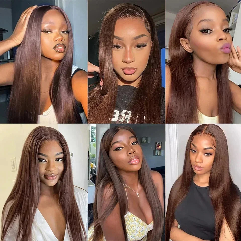 Dark Brown Super Double Drawn 13x4 Hd Lace Wig Bone Straight Chocolate Brown Wigs Human Hair 13x4 Lace Front Human Hair Wig