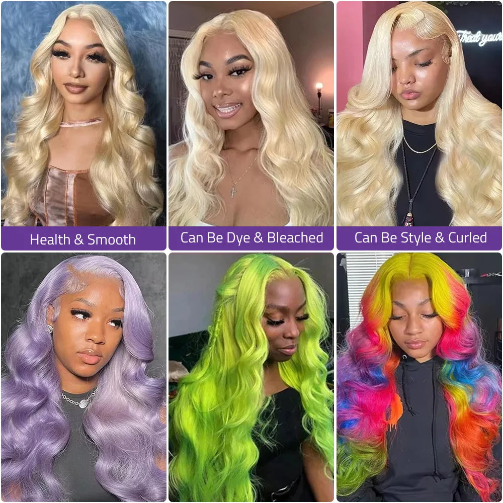13x6 Hd Transparent Lace Frontal Human Hair Wig 200 Density Body Wave 613 Blonde 13x4 Lace Front Brazilian Wigs Pre Plucked