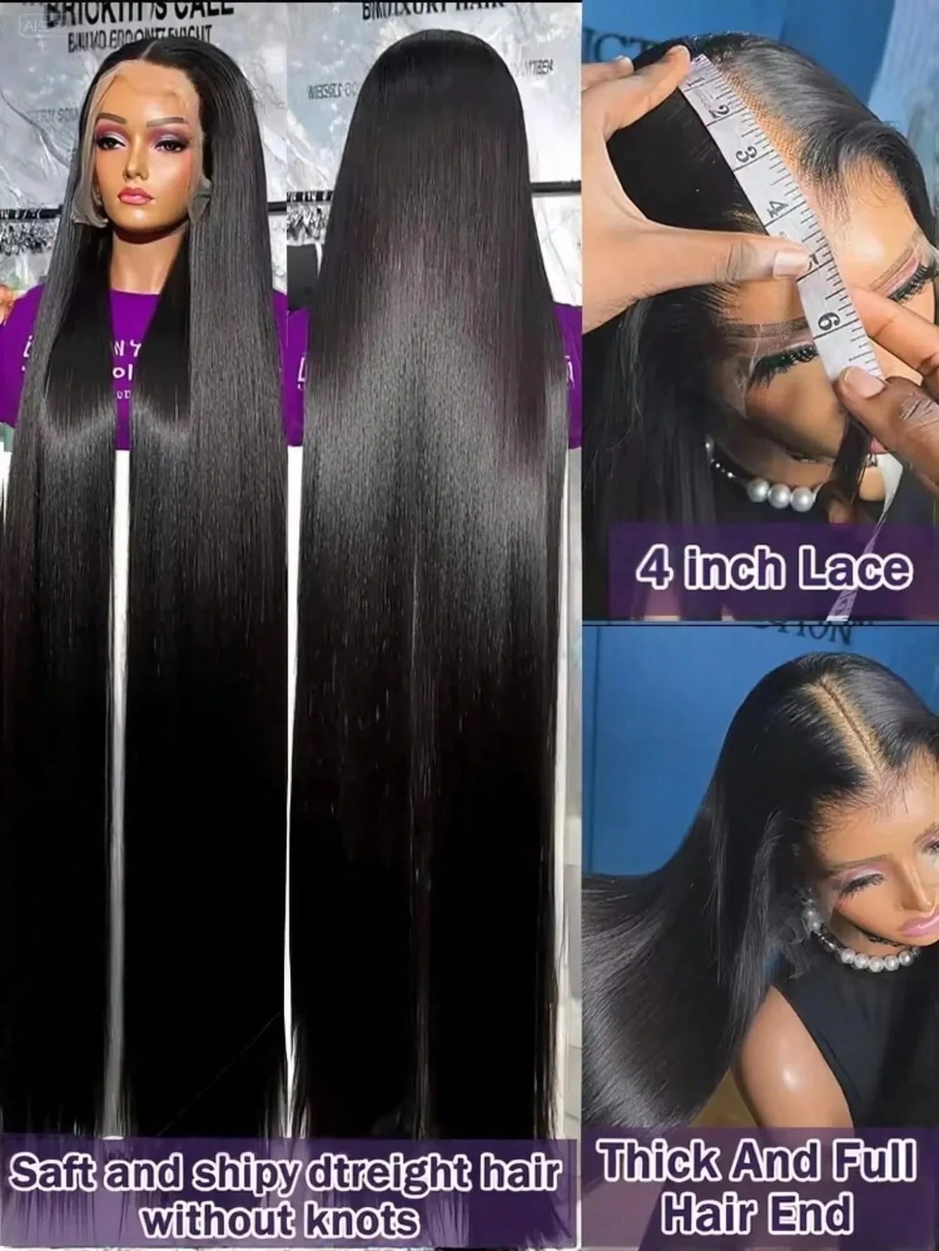 40 Inch 13x4 Bone Straight Lace Front Wigs Human Hair 13x6 Brazilian Transparent Lace Frontal Wig For Women With Baby Hair