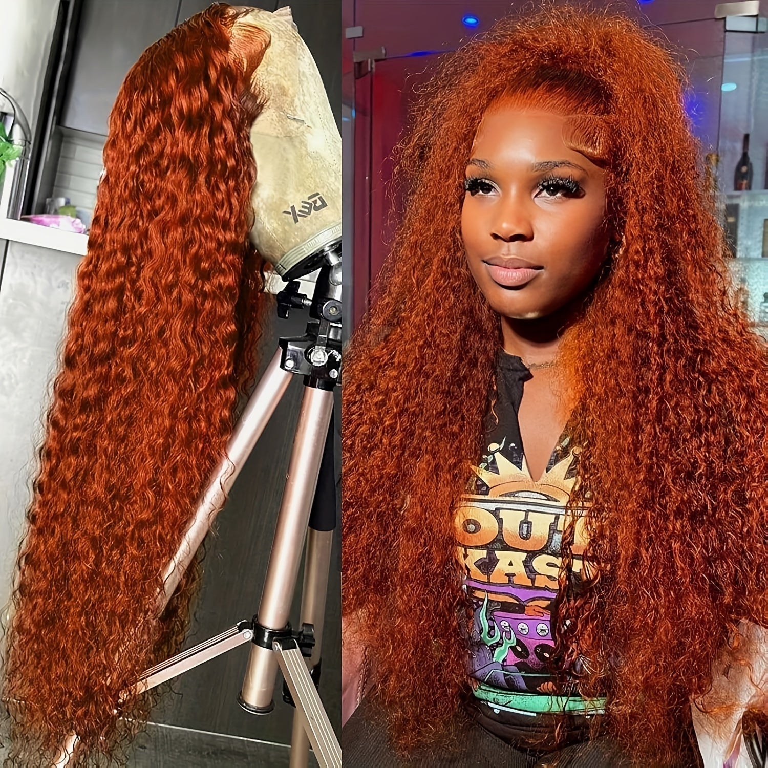 Deep Wave Ginger Orange Lace Front Wig Human Hair 13x6 HD Lace Front with Baby Hair 250% Density Long Curly Wig for Black Women